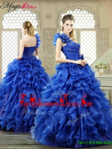 New Arrivals One Shoulder Ruffles Quinceanera Gowns for 2016 Spring