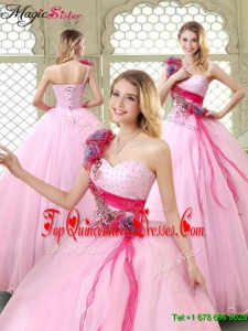 2016 Fall New Arrivals Beading Quinceanera Gowns with One Shoulder