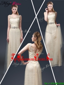 2016 Empire Lace Dama Dresses with Appliques in Champagne