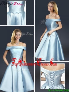 2016 Fall A Line Knee Length Dama Dresses with Ruching