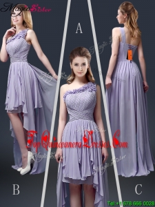 2016 Style One Shoulder High Low Ruffles Dama Dresses