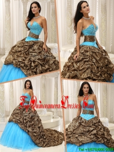 2016 Elegant Beading Sweetheart Quinceanera Dresses with Brush Train