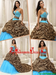 2016 Elegant Beading Sweetheart Quinceanera Dresses with Brush Train