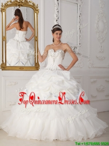 2016 Classic Beading Sweetheart Quinceanera Gowns in White