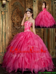 2016 Luxurious Ball Gown Floor Length Hot Pink Quinceanera Dresses