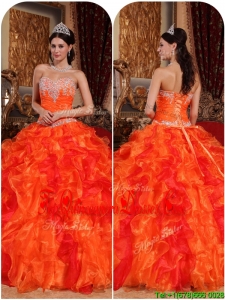 2016 Luxurious Orange Quinceanera Gowns with Appliques and Beading