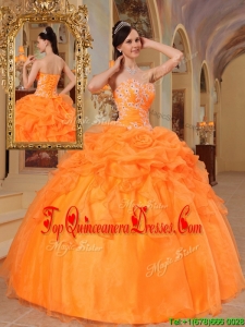 2016 Luxurious Orange Red Ball Gown Sweetheart Quinceanera Dresses