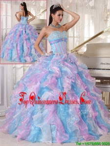 New Style Multi Color Quinceanera Gowns with Ruffles and Appliques