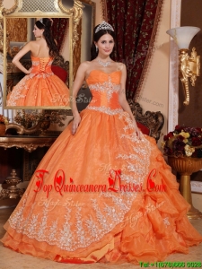 New Style Orange Red Ball Gown Floor Length Quinceanera Dresses