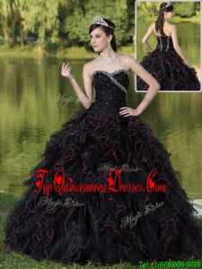 2016 Perfect Ruffles Layered and Beading Quinceanera Gowns in Black