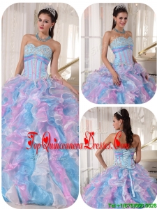 2016 Perfect Sweetheart Ruffles and Appliques Quinceanera Dresses