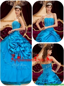 2016 Perfect Teal Quinceanera Gowns with Appliques and Beading