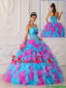 2016 Popular Multi Color Floor Length Appliques Quinceanera Dresses