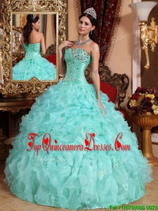 Perfect Apple Green Sweetheart Beading and Ruffles Quinceanera Dresses