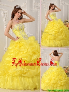 Perfect Yellow Quinceanera Dresses with Beading and Ruffles
