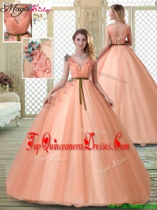 Hot Sale V Neck Quinceanera Dresses with Appliques and Beading