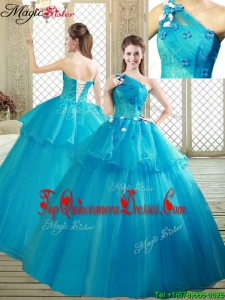 Popular One Shoulder Quinceanera Dresses with Ruffles and Appliques
