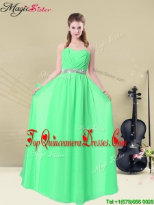 2016 Summer Gorgeous Sweetheart Floor Length Gorgeous Dama Dresses with Ruching and Belt