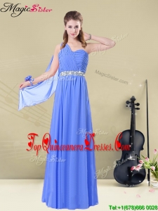 Hot Sale One Shoulder Fashionable Damas Dresses with Ruching and Belt