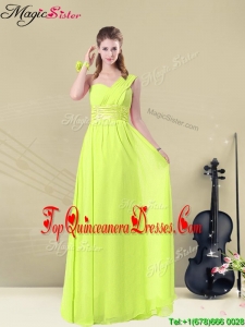 Beautiful Empire One Shoulder Belt Quinceanera Dama Dresses for 2016 Spring
