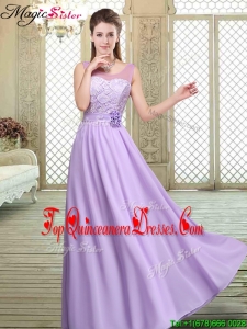 Best Scoop Lace Quinceanera Dama Dresses in Lavender