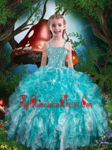 Hot Sale Straps New Arrival Kid Pageant Dresses with Beading and Ruffles for Summer