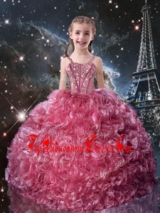 Pretty Straps New Arrival Kid Pageant Dresses with Beading for Fall