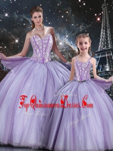 Sweet Ball Gown Beading Princesita With Quinceanera Dresses in Lavender