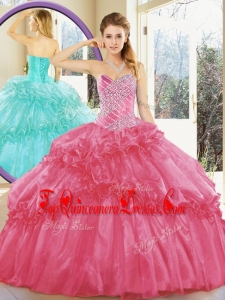 Cheap Ball Gown Quinceanera Dresses with Beading and Ruffled Layers for Spring