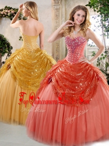Hot Sale Floor Length Beading and Paillette Quinceanera Gowns for 2016