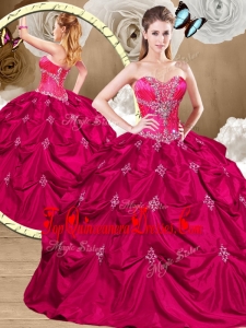 Luxurious Hot Pink Quinceanera Dresses with Appliques and Pick Ups