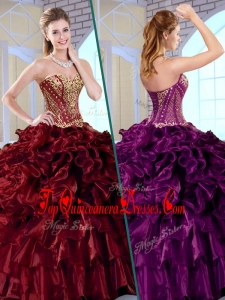 Wonderful Ball Gown Sweetheart Quinceanera Dresses with Ruffles and Appliques