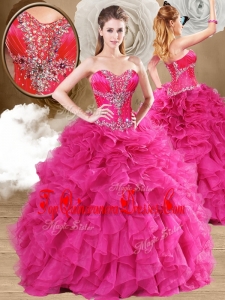 New Style Ball Gown Fuchsia Quinceanera Dresses with Ruffles