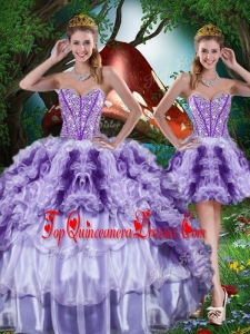 Luxurious Ball Gown Beading and Ruffles Detachable Quinceanera Skirts for 2016