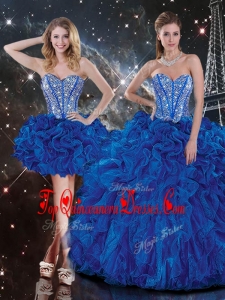 New Style Sweetheart Detachable Beading Quinceanera Skirts in Blue