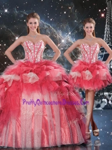 Fashionable Puffy Sweetheart Detachable Beading Quinceanera Dresses for Winter