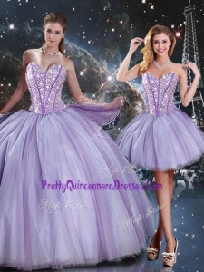 Lovely Sweetheart Beading Lavender Pretty Quinceanera Dresses for 2016