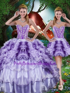 Luxurious Ball Gown Beading and Ruffles Pretty Quinceanera Dresses for 2016