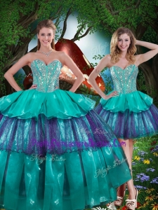 Pretty Detachable Quinceanera Dresses with Beading and Ruffled Layers for Spring