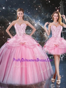 Pretty Ball Gown Sweetheart Beading Pink Quinceanera Gowns