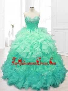 2016 Beautiful Beading and Ruffles Sweet 16 Dresses in Apple Green