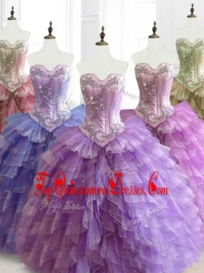Beautiful Multi Color Real Photo Show Sweetheart Quinceanera Dresses with Beading and Ruffles