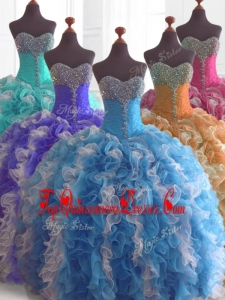 Low Price Beading and Ruffles Quinceanera Dresses Real Photo Show in Multi Color