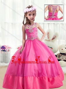 Sweet Ball Gown Beading Little Girl Mini Quinceanera Dresses in Hot Pink