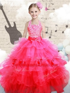 Beautiful Halter Top Hot Pink Mini Quinceanera Dresses with Beading