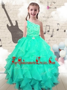 Modest Ball Gown One Shoulder Mini Quinceanera Dresses with Beading