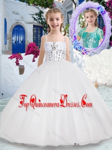 Luxurious Spaghetti Straps Ball Gown Flower Girl Mini Quinceanera Dresses with Beading