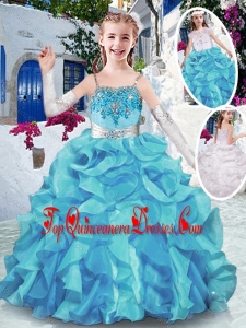 Best Spaghetti Straps Little Girl Mini Quinceanera Dresses with Appliques and Ruffles