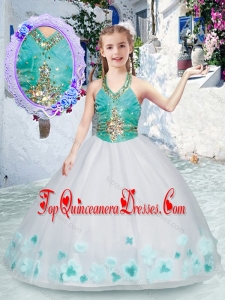 Elegant Halter Top Little Girl Mini Quinceanera Dresses with Appliques and Beading