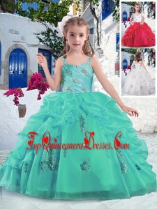 Latest Ball Gown Straps Beading and Bubles Little Girl Mini Quinceanera Dresses
